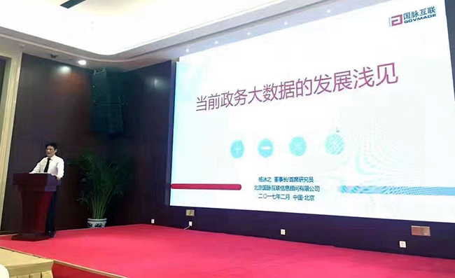 在“中国政务大数据建设研讨会暨数据基因系统产品发布会”上，永乐高ylg888888互联董事长、首席研究员杨冰之发表《当前政务大数据的发展浅见》主题演讲